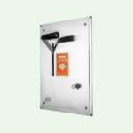 PremiumLine safety shower valve in stainless steel cabinet, with draining for wall mounting recessed version